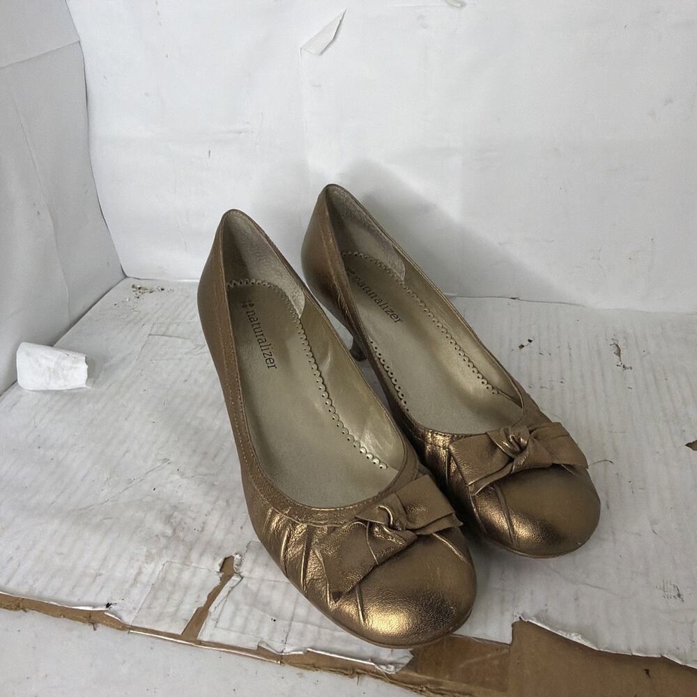 Naturalizer Sienna Womens Size 7M Heels Soft Bronze Metallic Leather